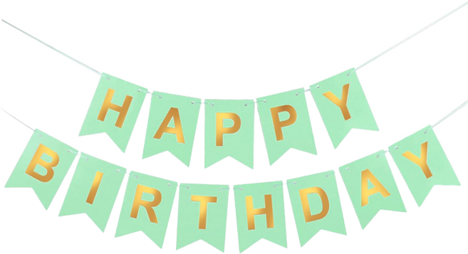 橫幅生日燕尾旗, 薄荷綠