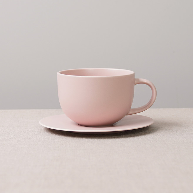 보울보울 국산 볼볼홈파티 시리얼 라떼머그 450ml + 소서 세트, 파우더핑크, 1세트