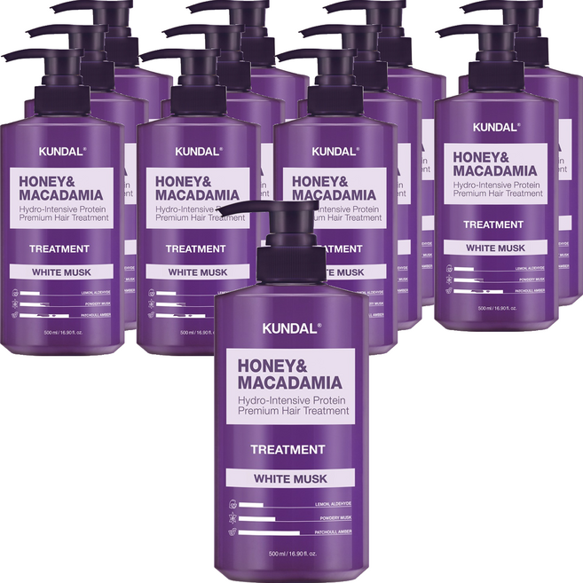 쿤달 허니 앤 마카다미아 헤어 트리트먼트 화이트머스크향, 500ml, 12개