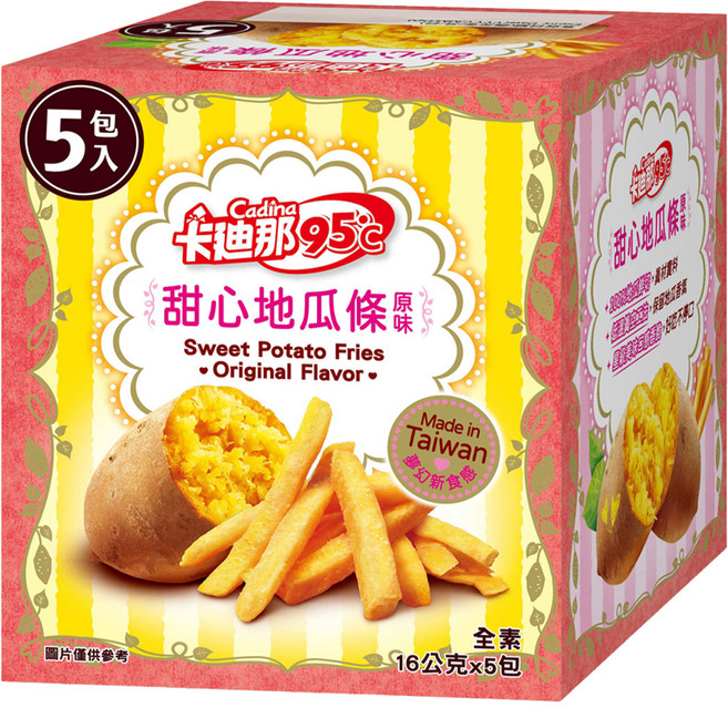 Cadina 卡迪那 95℃甜心地瓜條 全素 原味, 80g, 1盒