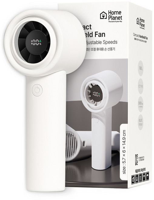 홈플래닛 100단 휴대용 손풍기 컴팩트 BLDC 모터 + 스트랩, 화이트, GXZ-F78