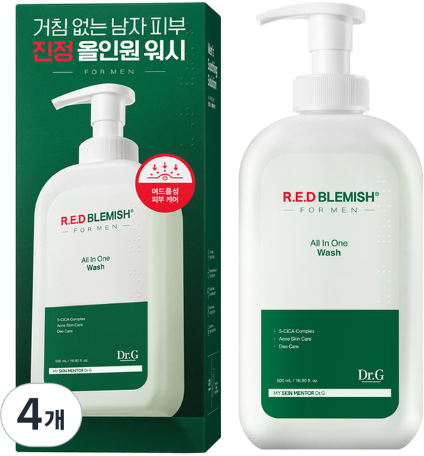 닥터지 레드 블레미쉬 포맨 올인원 바디워시, 500ml, 4개