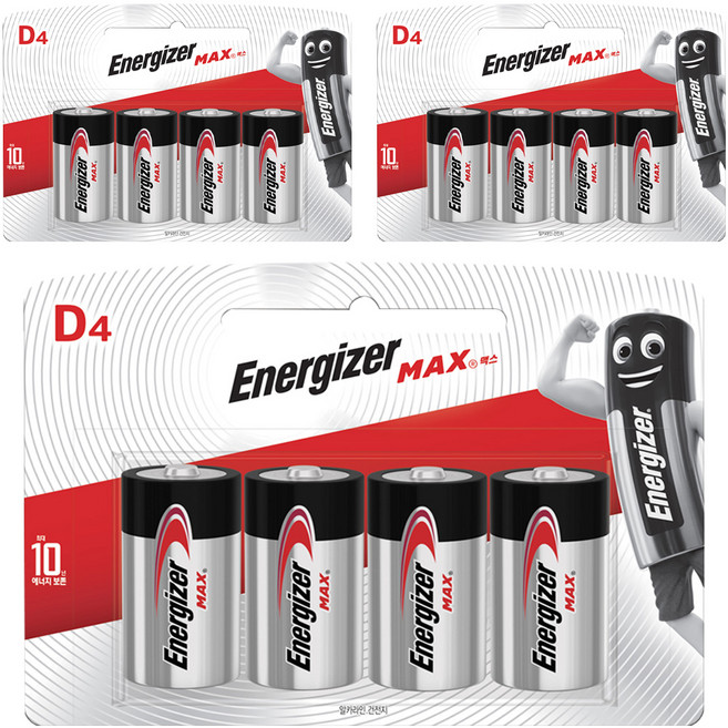 에너자이저 맥스 D 건전지, 4개입, 3개