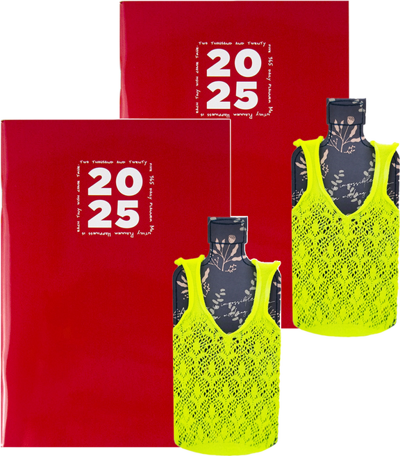 conifer 綠的事務 2025年簡單月計畫本 + 吊嘎涼爽超輕提袋組, 朝氣紅, 2本