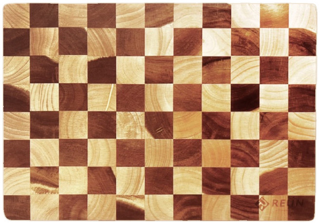 REuN 瑞恩 棋盤原木砧板, 茶色, 1個