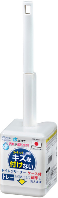 SANKO 馬桶刷含座 日本製造 約8.5x8.5x35公分, 白色, 1組