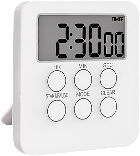 LifeHouse 靜音電子計時器 6鍵進階款, 白色, 1個