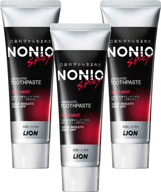 LION 獅王 NONIO 終結口氣牙膏 酷樂薄荷 口氣清新 日本產, 130g, 3條