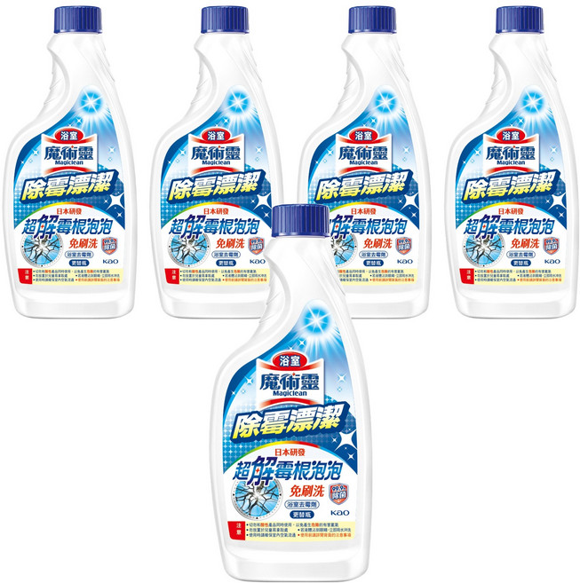 Kao 花王 Magiclean 魔術靈 台灣公司貨 浴室除霉漂潔 更替瓶, 500ml, 5瓶