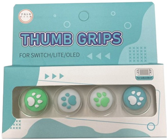 아키토모 스위치 조이콘 아날로그 파스텔 발바닥 스틱커버, 파스텔 그린 + 블루 (동물의숲 컬러), 1개