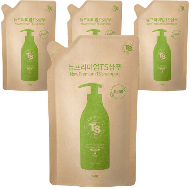TS 뉴프리미엄 탈모증상완화 샴푸 리필용, 500g, 4개