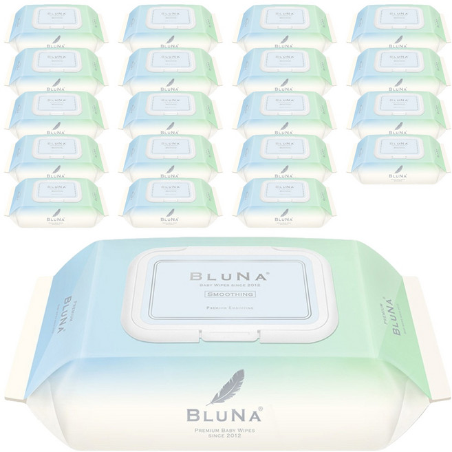 블루나 스무딩 프리미엄 아기물티슈 캡형, 70g, 72매, 20개