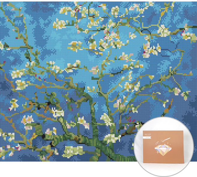아트조이 DIY 보석 십자수 캔버스형 50 x 40 cm, 아몬드나무, 1세트