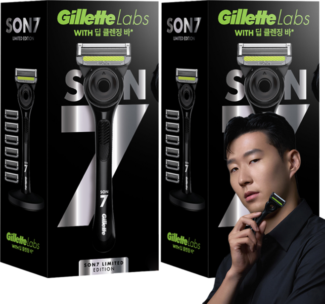 질레트랩스 손흥민 3.0 에디션 핸들 +면도날 7p 세트, 2세트