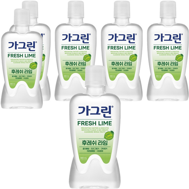 가그린 후레쉬라임 구강청결제, 380ml, 6개