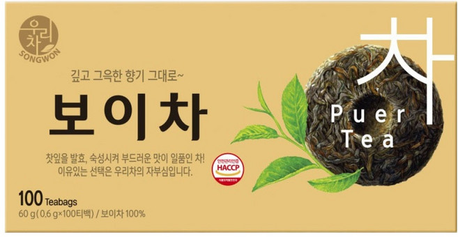우리차 보이차, 600mg, 100개입, 1개