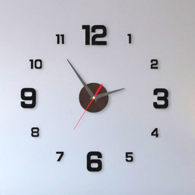 무소음 벽부착 숫자 포인트 DIY 무브먼트 벽시계 40 x 40 cm, 블랙