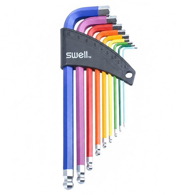 Swell 彩色平面六角扳手 9支組 1.5 - 10mm, 1組