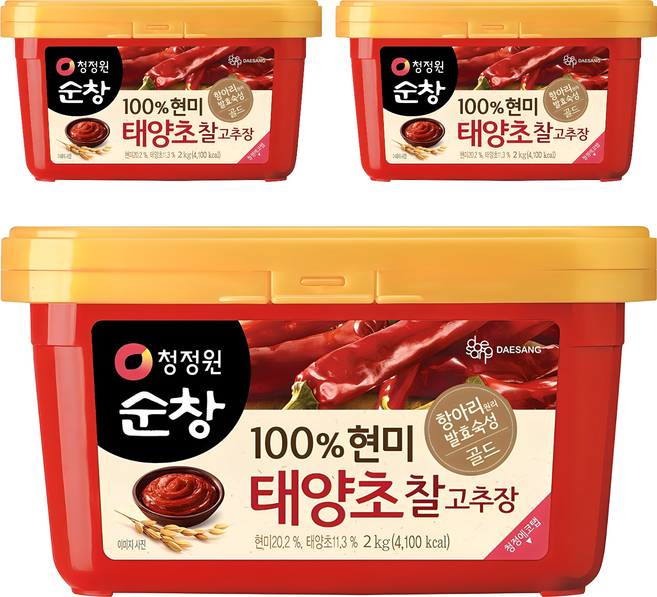 청정원순창 100% 현미 태양초 찰고추장, 2kg, 3개