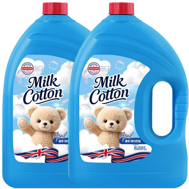 아토세이프 밀크코튼 고농축 섬유유연제 에이프릴향 본품, 3.06L, 2개