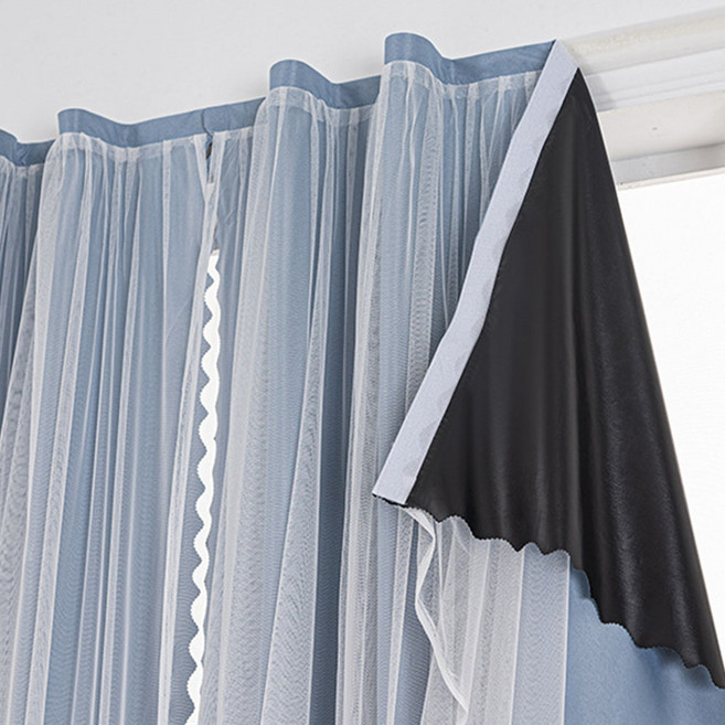 하이어데코 무타공 레이스 암막 접착식 벨크로 붙이는 커튼