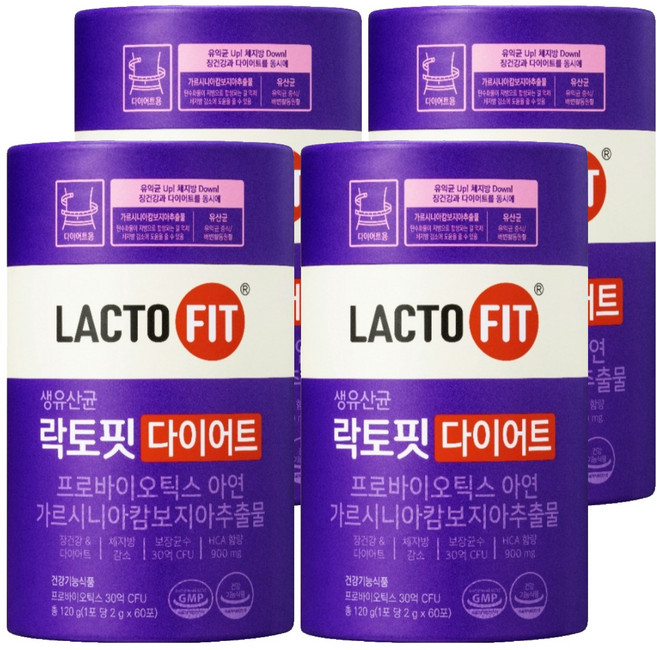락토핏 정품 다이어트 유산균 60p, 120g, 4개