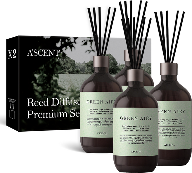 에이센트 퍼퓸드 디퓨저, 그린에어리, 500ml, 4개