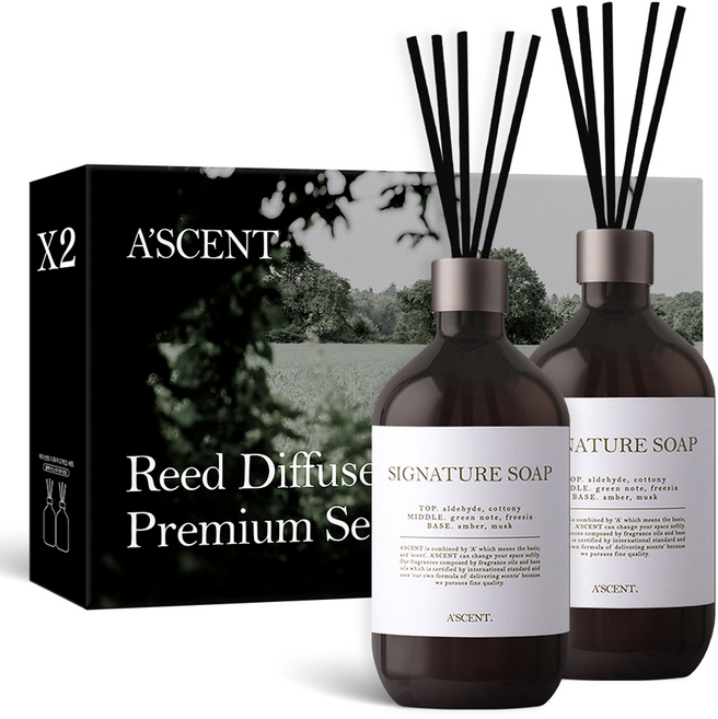 에이센트 퍼퓸드 디퓨저, 시그니처솝, 500ml, 2개