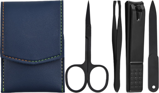 小麥購物 美甲修容組 L432 夜空藍, 1組, 指甲剪 + 打磨刀 + 小剪刀 + 小鑷子