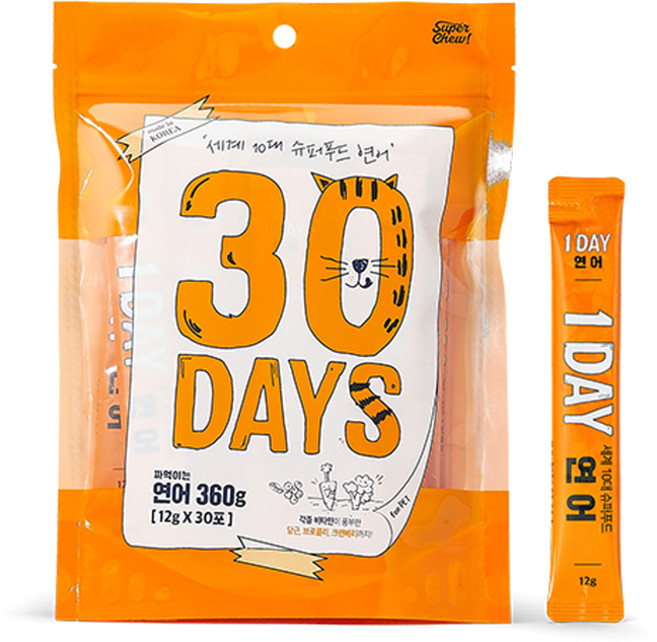 슈퍼츄 30데이즈 짜먹는 고양이 간식, 연어, 12g, 30개