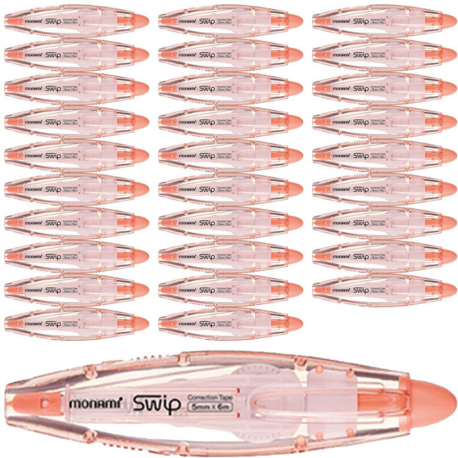 모나미 노크식 수정테이프 SWIP, 코랄, 40개