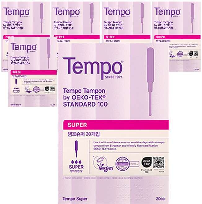 템포 오리지널 탐폰, 슈퍼, 20개입, 6개