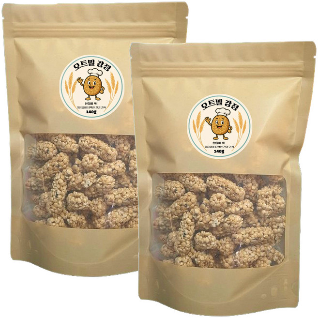 오꼬밀 기름없이 구운 건강간식 오트밀 강정, 140g, 2개