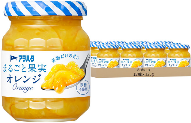 Aohata 柑橘果醬 無蔗糖, 125g, 12罐