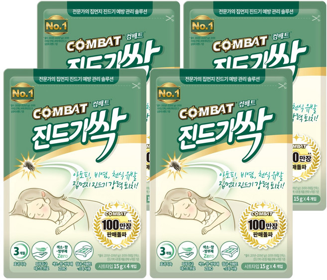 컴배트 진드기싹 시트, 60g, 4개