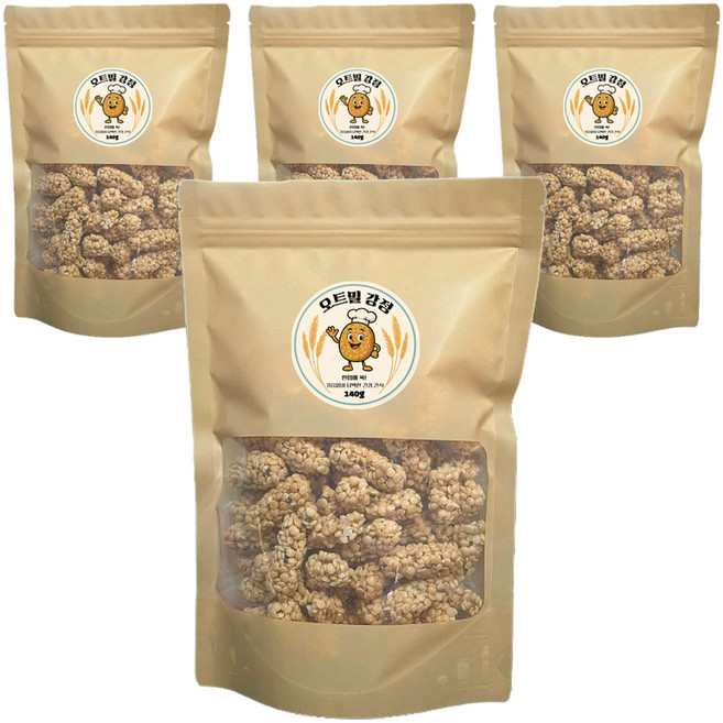 오꼬밀 기름없이 구운 건강간식 오트밀 강정, 140g, 4개