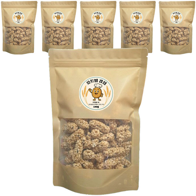 오꼬밀 기름없이 구운 건강간식 오트밀 강정, 140g, 6개