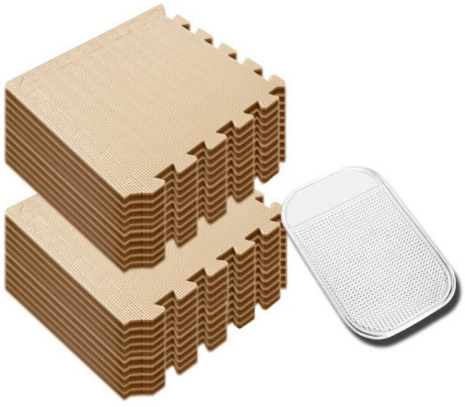 딩동펫 반려동물 퍼즐매트 + 논슬립패드, 베이지, 20개