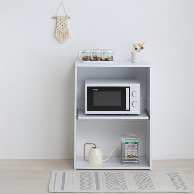 제우스가구 국내제작 마지 DIY 800 렌지대 수납장, 올화이트, 2단