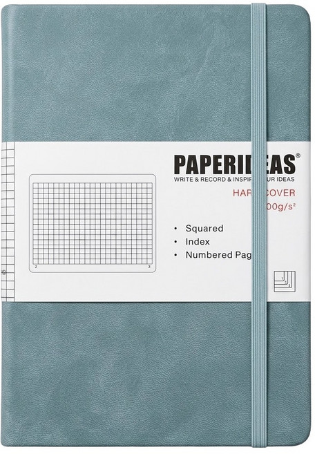 PAPERIDEAS 方格筆記本 A5 硬皮 188頁, 霧藍色, 1本