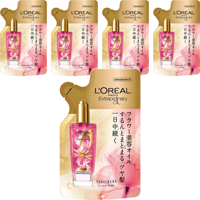 L'OREAL PARiS 巴黎萊雅 台灣公司貨 金緻護髮精油玫瑰精華補充包, 90ml, 5包