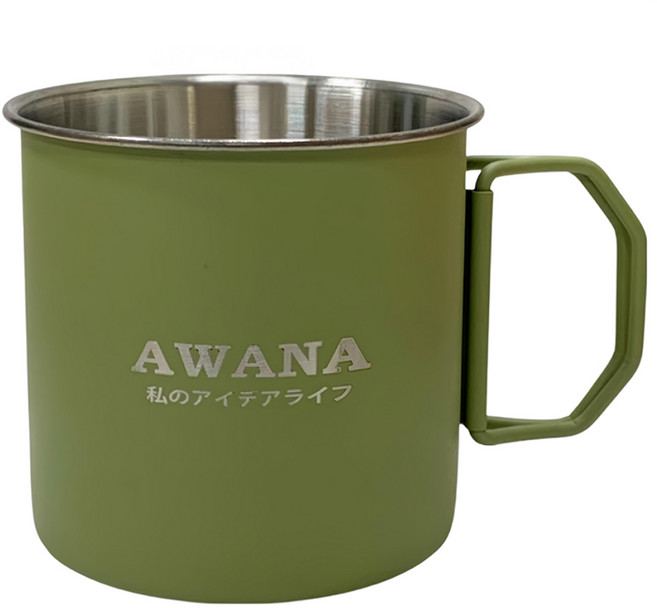 AWANA 戶外不鏽鋼折疊杯 AK-350 350ml, 1個, 綠色