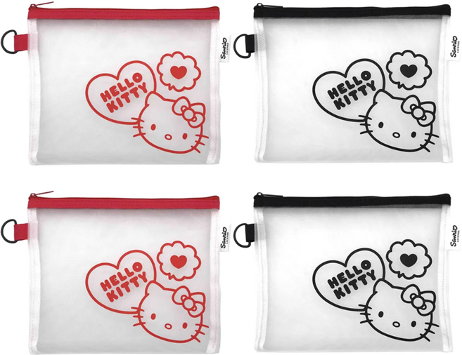 Hello Kitty 網面文件袋4件組 紅色 + 黑色 4個, B5