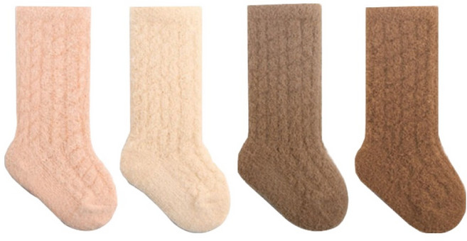 솔리드 밍크털 보온 양말 4켤레 세트