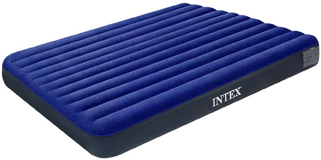 INTEX 單人線拉空氣床 Dura-Beam Standard 經典植絨氣墊, 深藍色