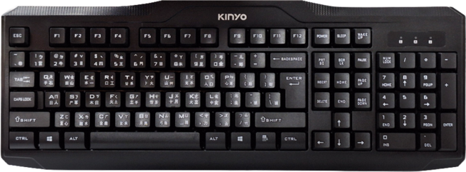 Kinyo USB精緻標準鍵盤 443 x 27 x 165mm 線長140cm 520g, KB-31U, 黑色