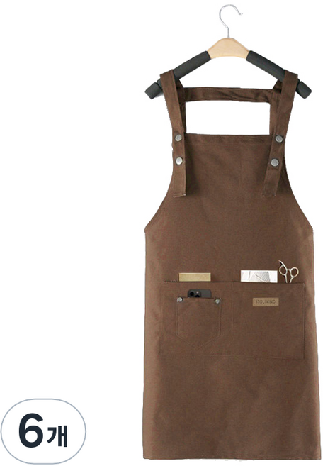 스토리빙 바리스타 H형 방수 앞치마, 브라운, 6개