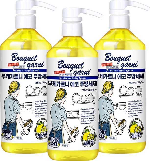 부케가르니 에코 주방세제 레몬향, 750ml, 3개
