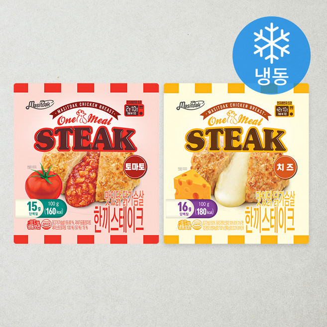 맛있닭 닭가슴살 한끼스테이크 치즈 5p + 토마토 5p 세트 (냉동), 100g, 1개입, 10개