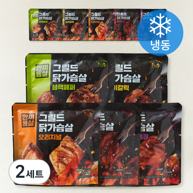 한끼통살 그릴드 닭가슴살 5종 x 2p 세트 (냉동), 100g, 1개입, 20개
